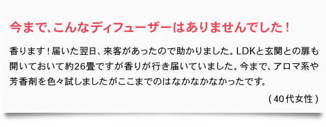 今まで、こんなディフューザーはありませんでした!