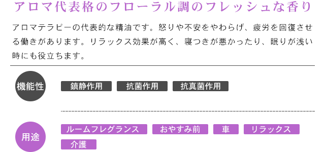 香り説明「アロマ代表格のフローラル調のフレッシュな香り」